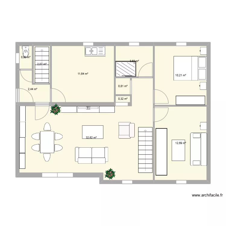 maison. Plan de 10  et 78 m²