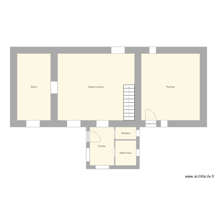 plan avant travaux kervern rdc. Plan de 6 pièces et 70 m2