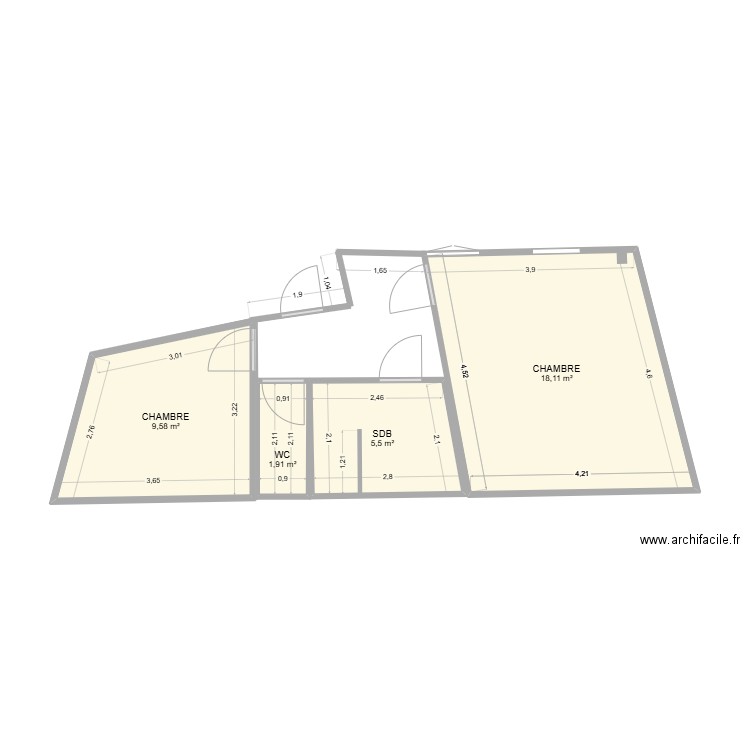 House. Plan de 5 pièces et 40 m2