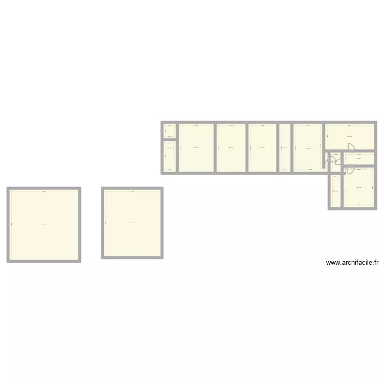 Monteaux actuel. Plan de 13  et 299 m²