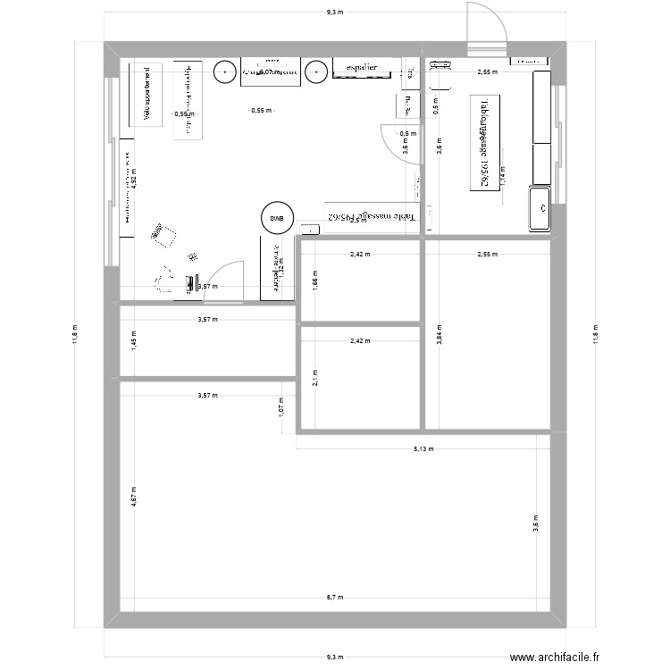 Plan cabinet. Plan de 7 pièces et 95 m2