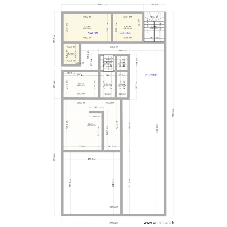 PLAN APPART 2EME . Plan de 10 pièces et 55 m2