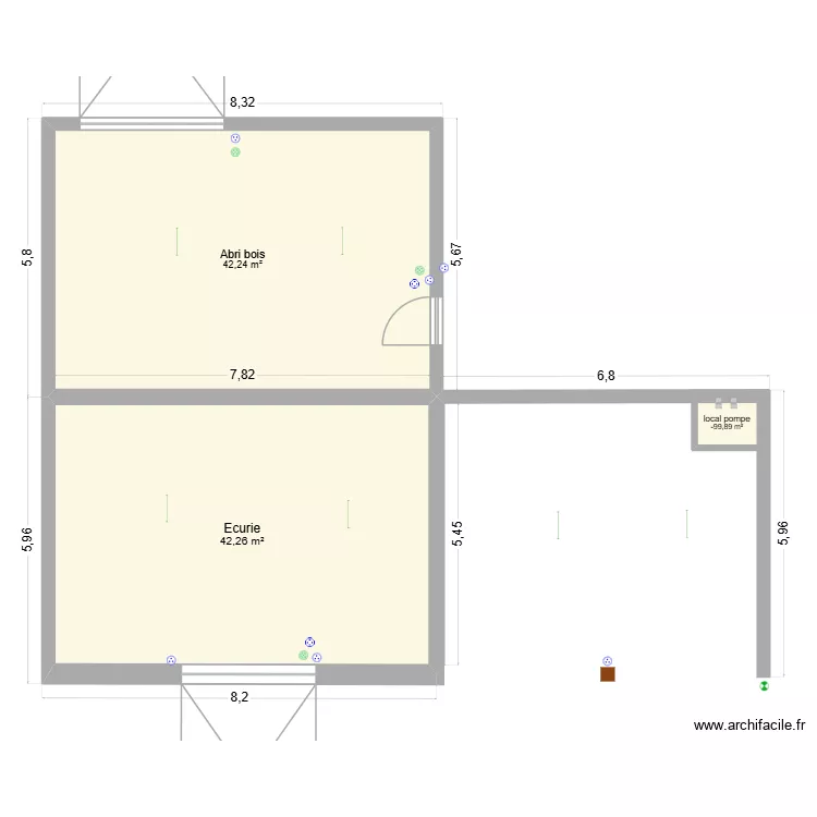 Ecurie Grange Abri bois. Plan de 3  et 86 m²