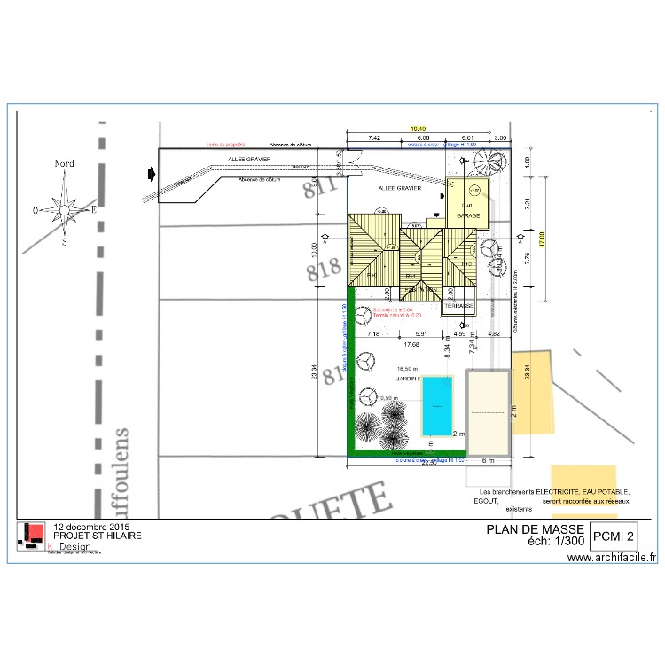 PLAN DE MASSE PISCINE2. Plan de 1 pièce et 65 m2