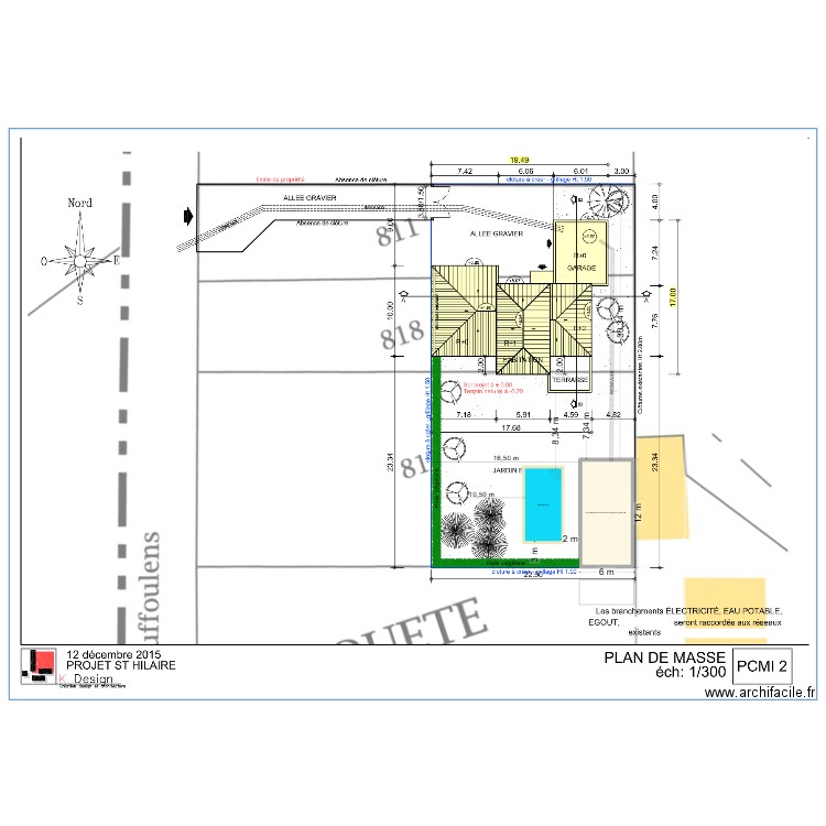 PLAN DE MASSE PISCINE2. Plan de 1 pièce et 65 m2