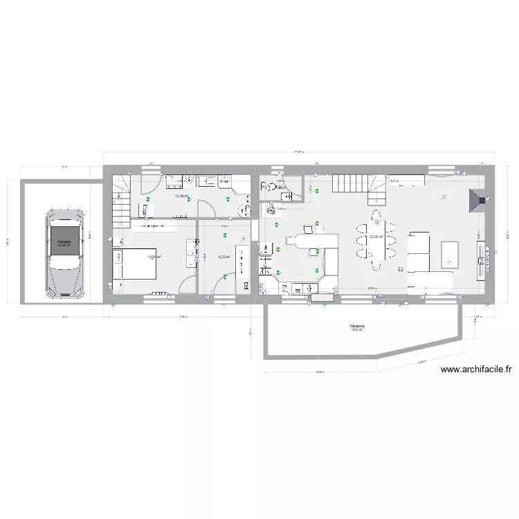 maison projet &eacute;lecticit&eacute;. Plan de 17  et 257 m²