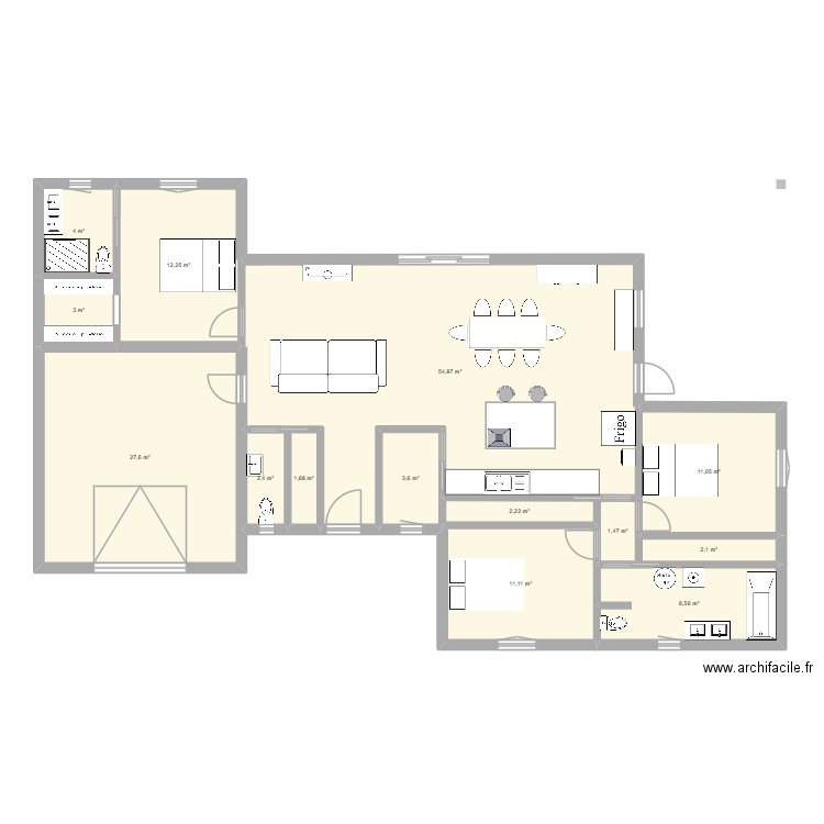 Plan 3. Plan de 14 pièces et 146 m2