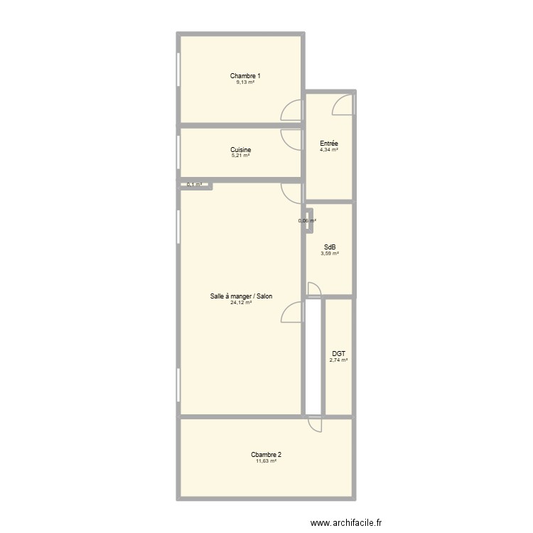 Plan appartement. Plan de 9 pièces et 61 m2