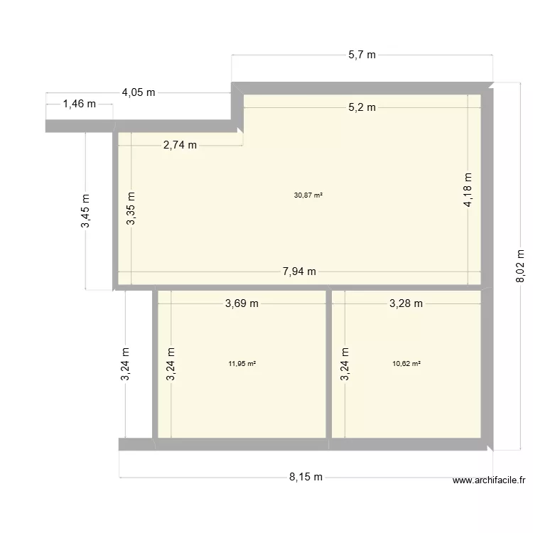 Manon Auch. Plan de 3 et 53 m² Manon Auch. Plan de 3 et 53 m²
