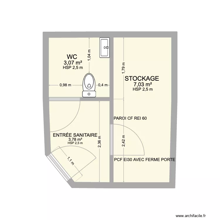 LE CLOS A FROMENT PROJET. Plan de 3  et 14 m²