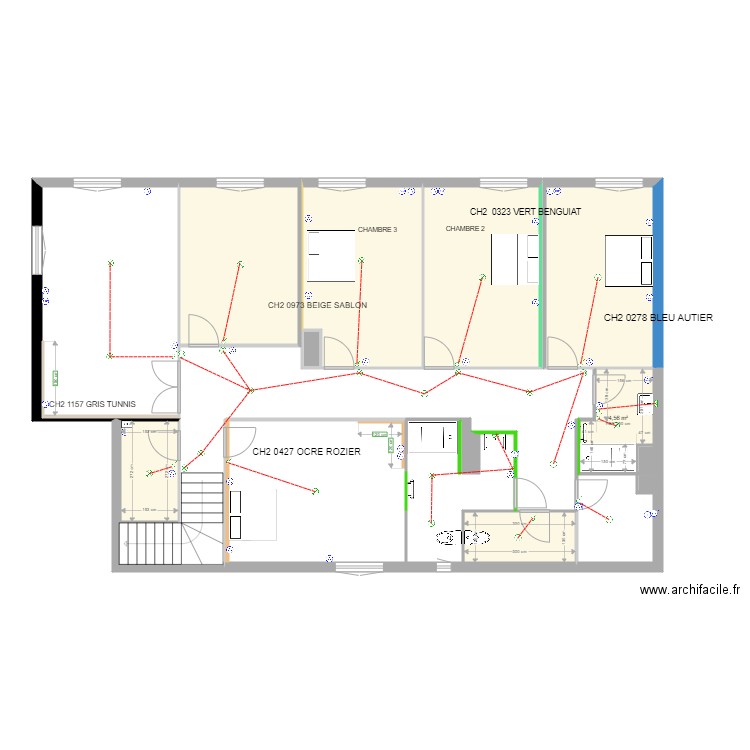 credit agricole IMMPLANTATION DES TEINTES. Plan de 10 pièces et 71 m2