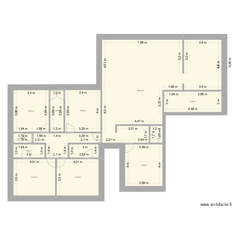 projet1. Plan de 10 pièces et 186 m2