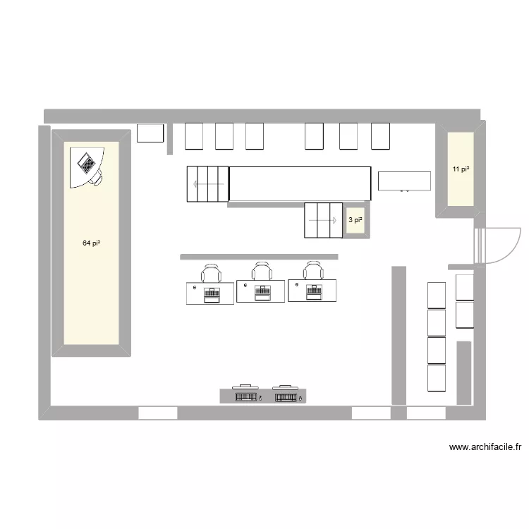 olympia plan B. Plan de 3  et 7 m²