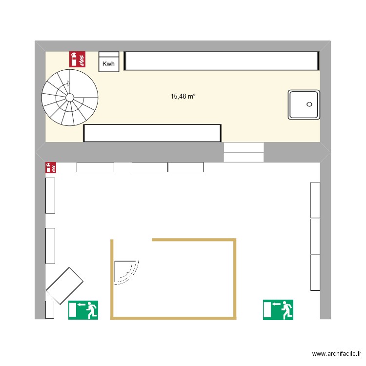 JEFF DE BRUGES. Plan de 1 pièce et 15 m2