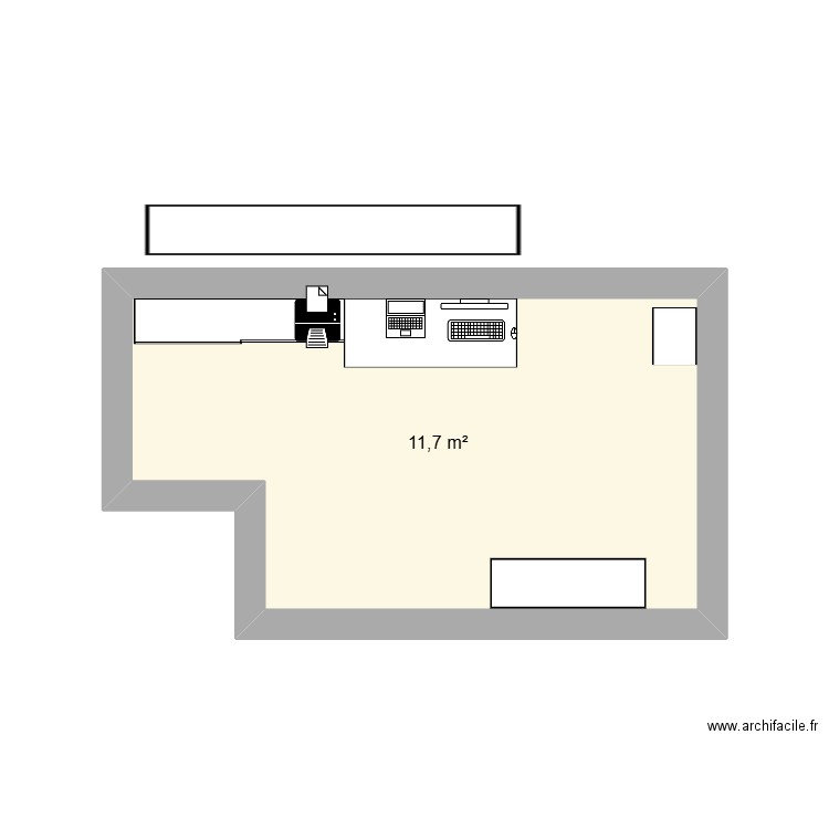 Salle Contacto Aménagement. Plan de 1 pièce et 12 m2