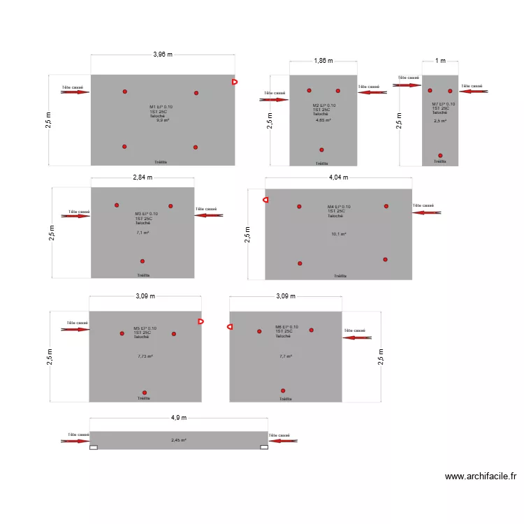 Mur laiterie. Plan de 