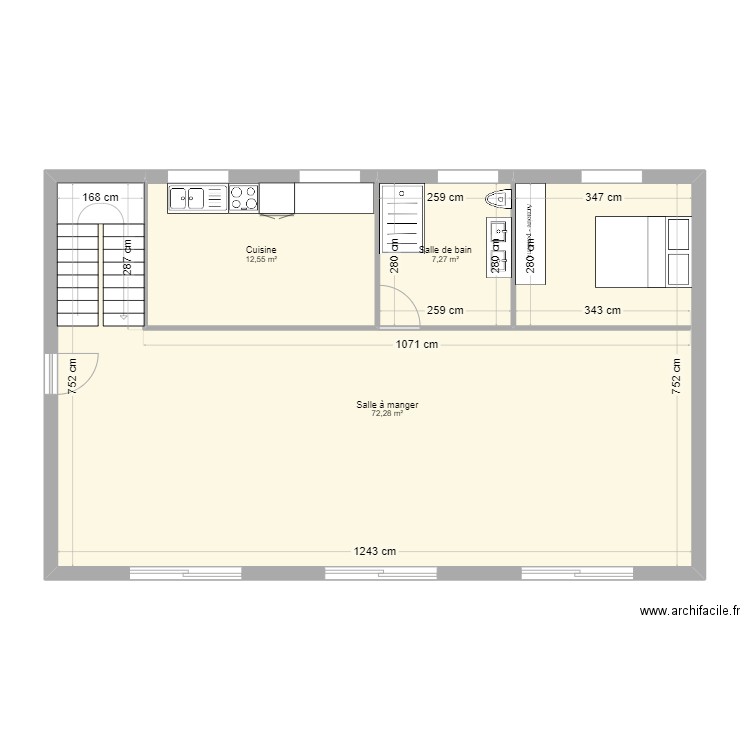 Maison Mansarde. Plan de 0 pièce et 0 m2