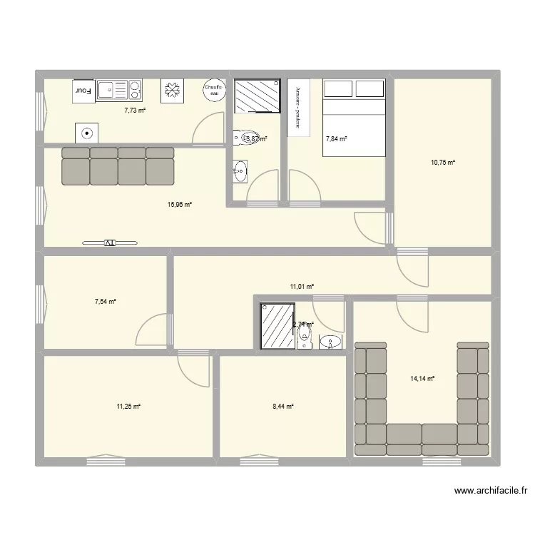maliya. Plan de 11  et 101 m²