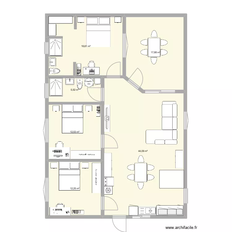PLAN MAISON NEUVE. Plan de 6  et 111 m²