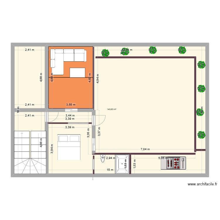 base novy. Plan de 1 pièce et 144 m2