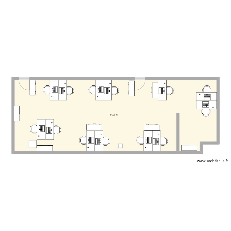 Plan Bureau SC. Plan de 1 pièce et 84 m2