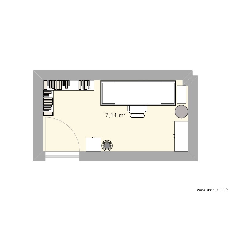 Bureau. Plan de 1 pièce et 7 m2