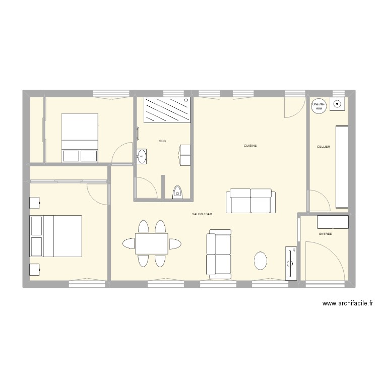 MAISON CERF PROJET FINAL + AMENAGEMENT. Plan de 8 pièces et 82 m2