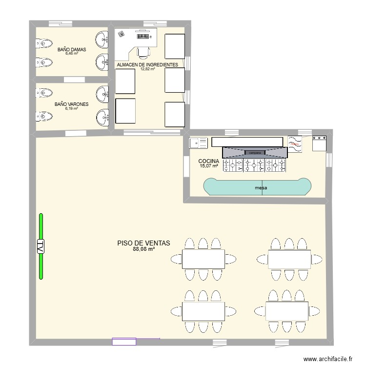 archifal abraham. Plan de 5 pièces et 129 m2
