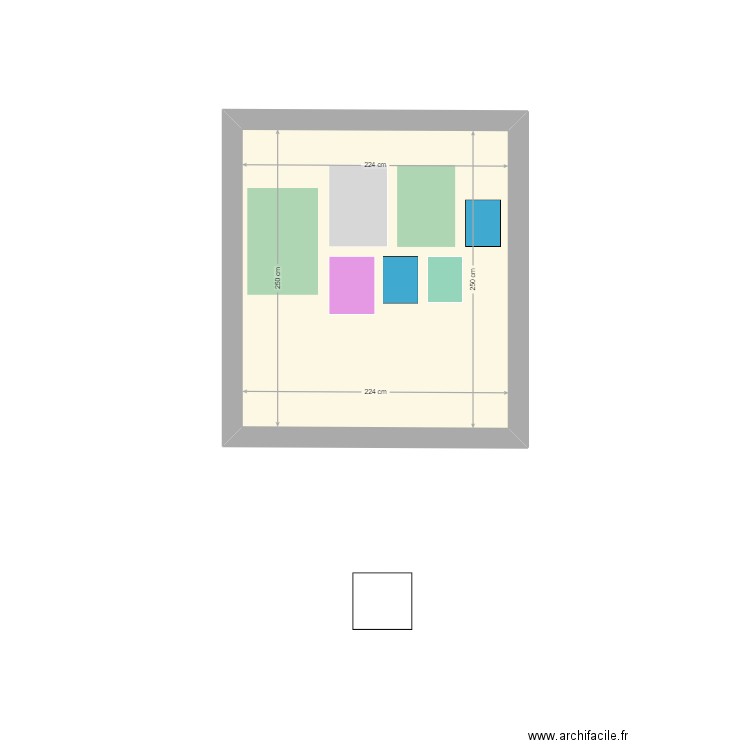 Dispo murale 2. Plan de 1 pièce et 6 m2