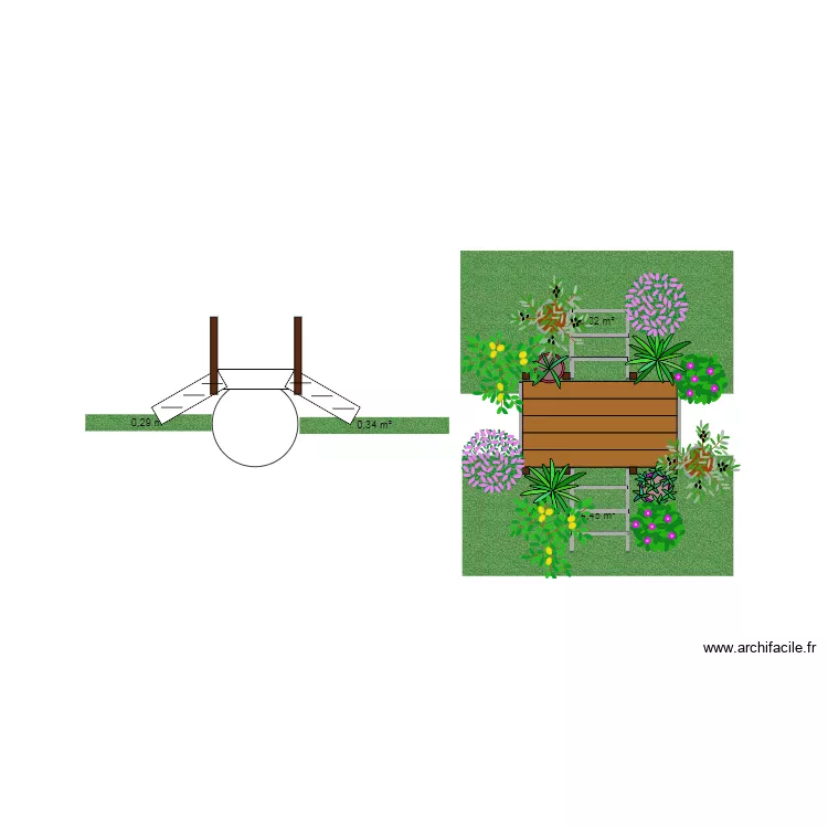 pont pour traverser le ru. Plan de 