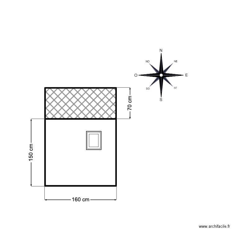 DP4 plan facade remise face sud avant projet. Plan de 2 pièces et 3 m2