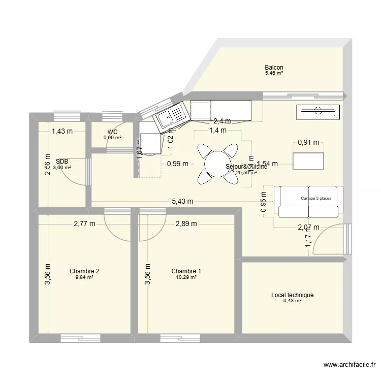 Jubil&eacute; table ronde 1.20. Plan de 