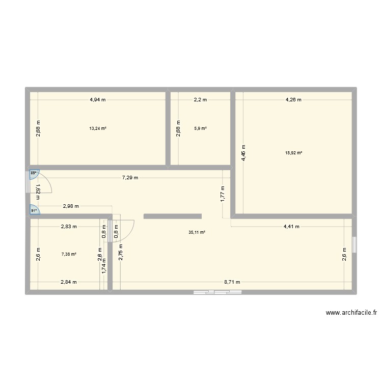 plan 2. Plan de 5 pièces et 81 m2