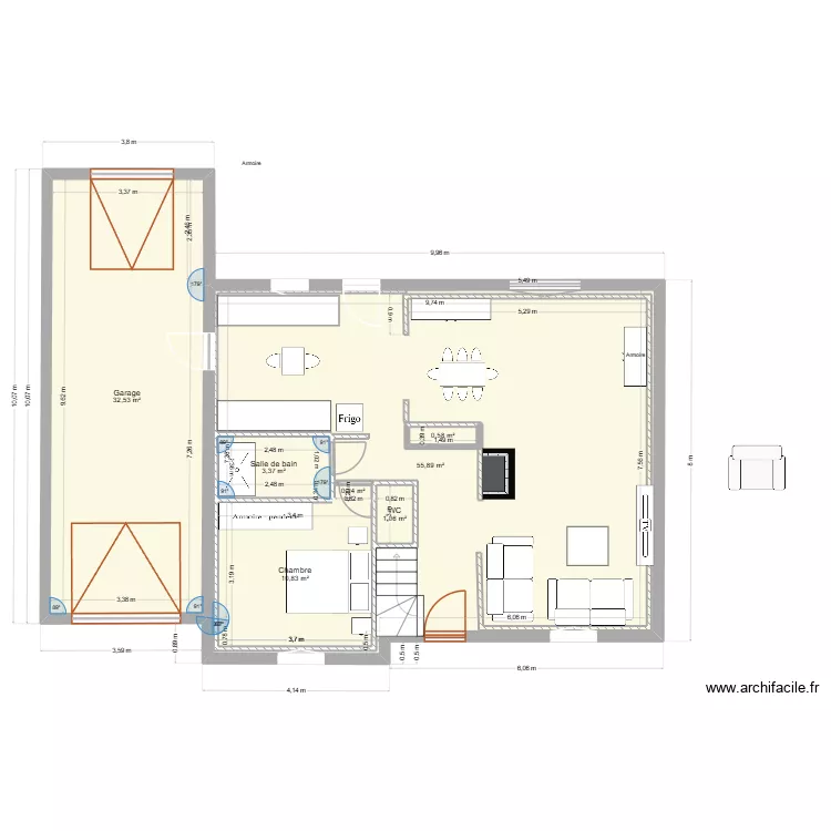 LA BONNE EAU V3. Plan de 7 pièces et 124 m²