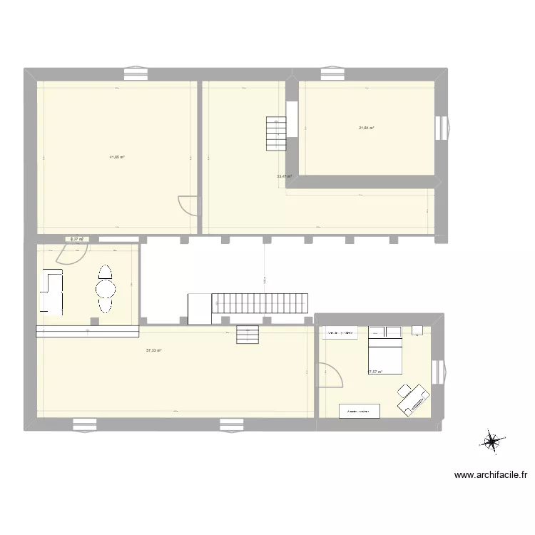 Etage. Plan de 7  et 172 m²