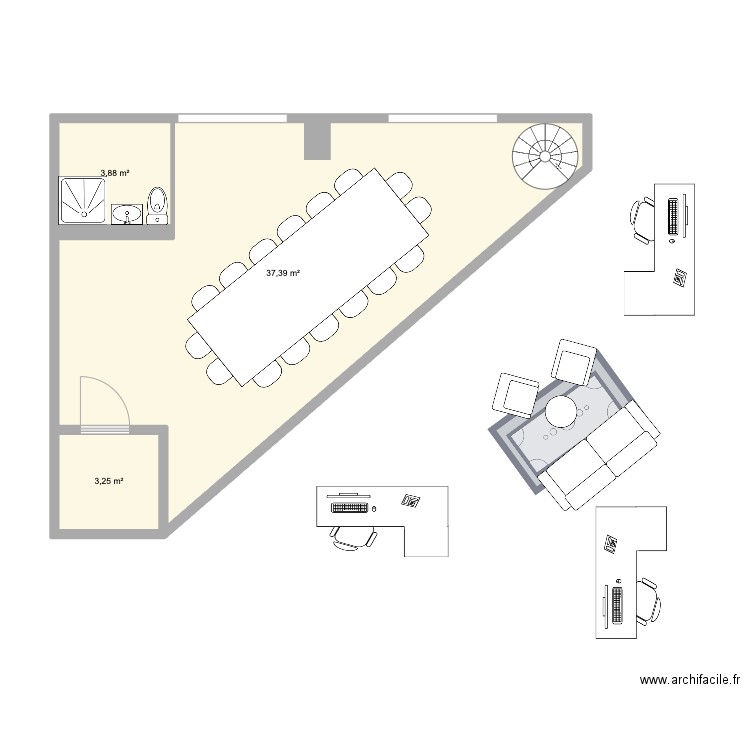 Futur bureau2. Plan de 3 pièces et 45 m2