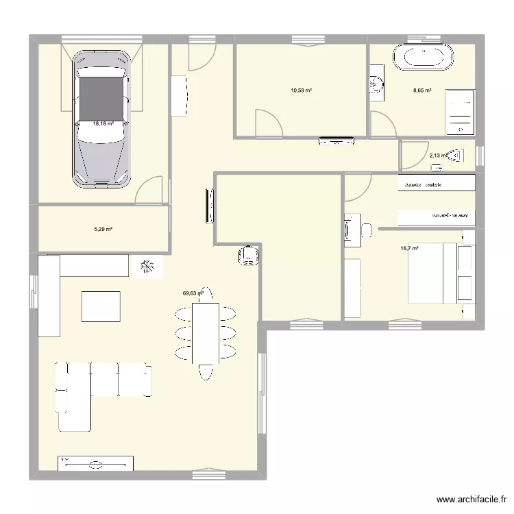 projet L. Plan de 7  et 131 m²