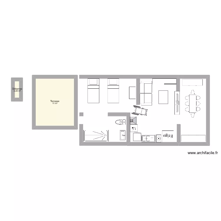 Les COLIN. Plan de 2 pièces et 11 m² Les COLIN. Plan de 2 pièces et 11 m²