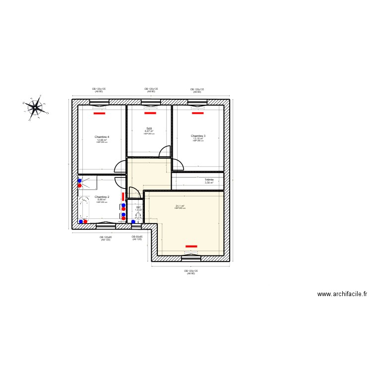 plans plomberie v4. Plan de 11 pièces et 151 m2
