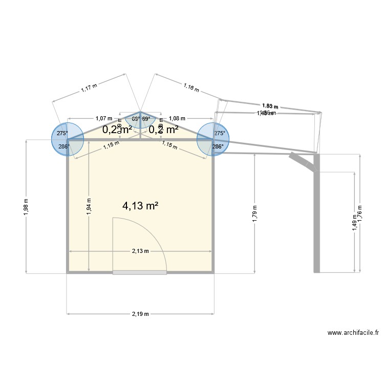 ABRI JARDIN ET ABRI CUVE A EAU. Plan de 3 pièces et 5 m2