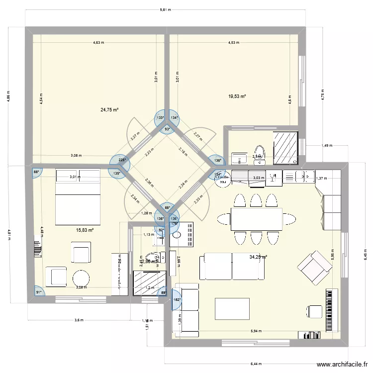 Pierre et Nono. Plan de 5  et 97 m²