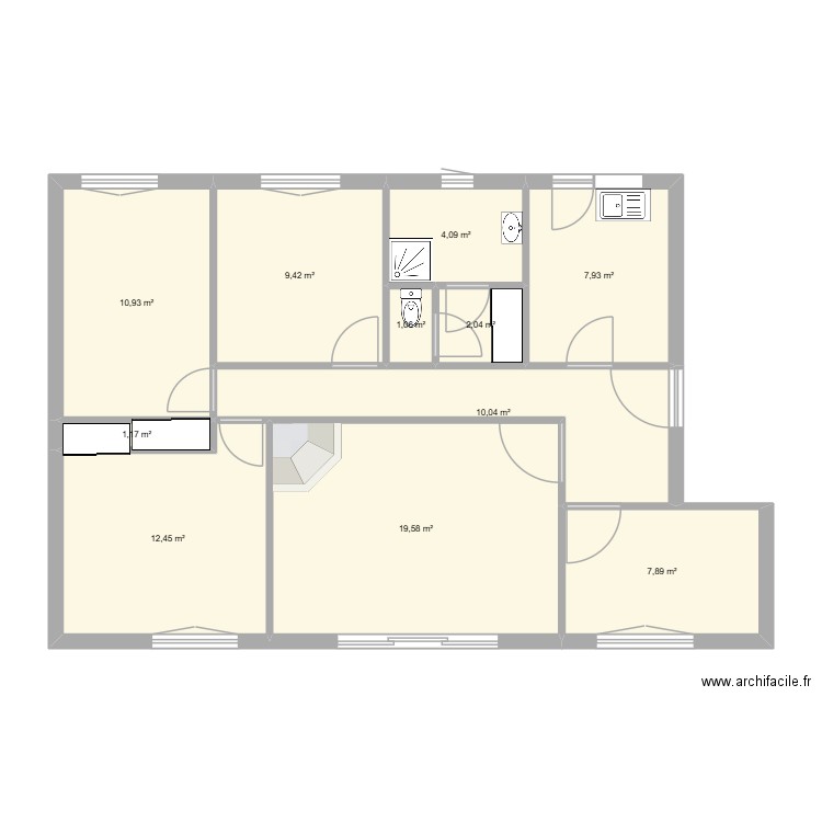 jimmy origine. Plan de 11 pièces et 87 m2