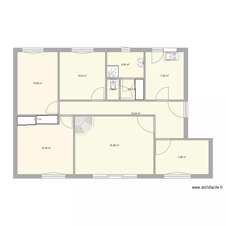 jimmy origine. Plan de 11 pièces et 87 m²