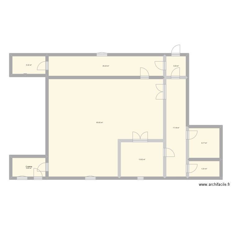 TFE 3D. Plan de 9 pièces et 161 m2