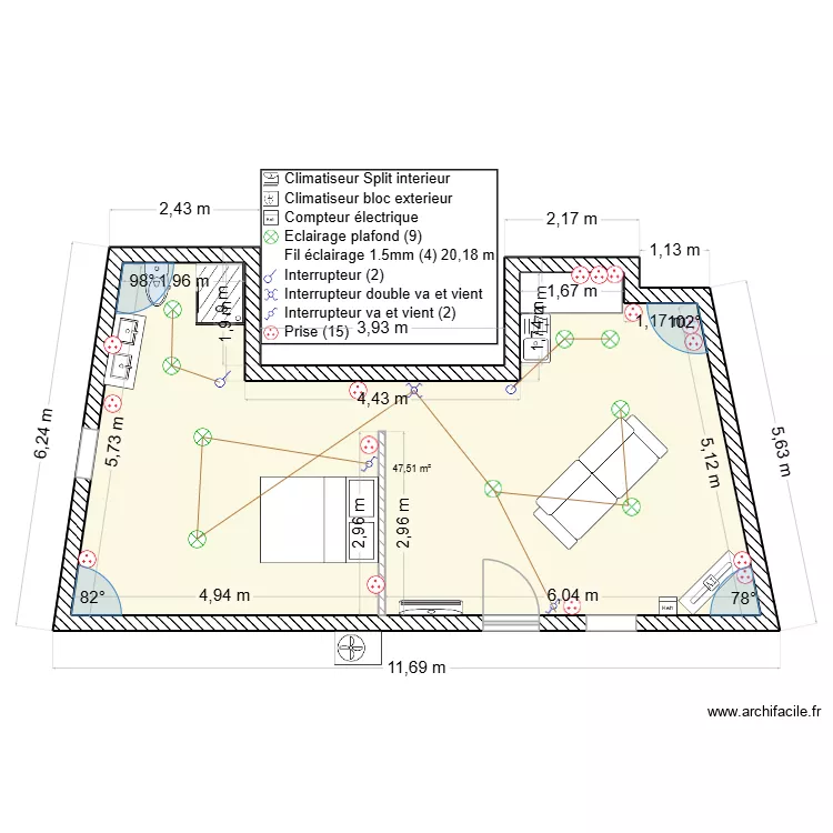 Mickael vival. Plan de 1  et 48 m²