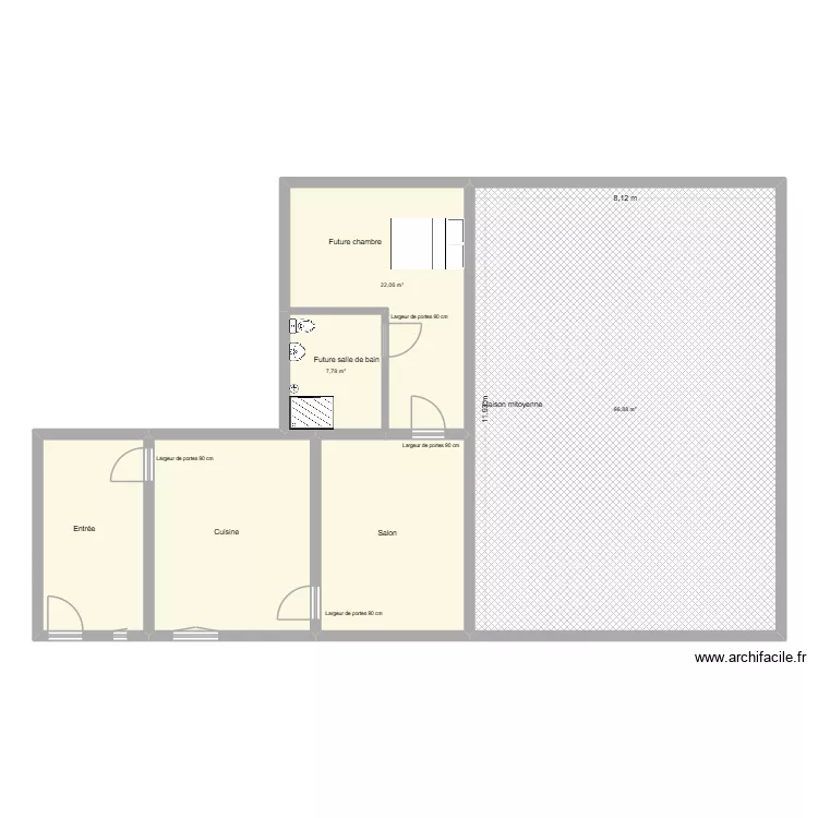 Am&eacute;nagement RDC. Plan de 6  et 183 m²