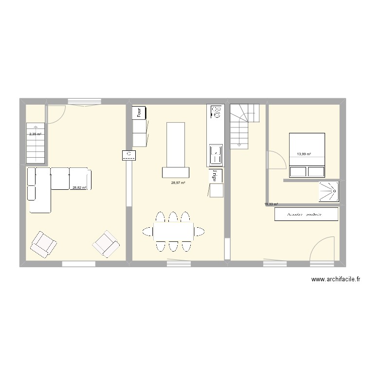Maison 3. Plan de 5 pièces et 93 m2