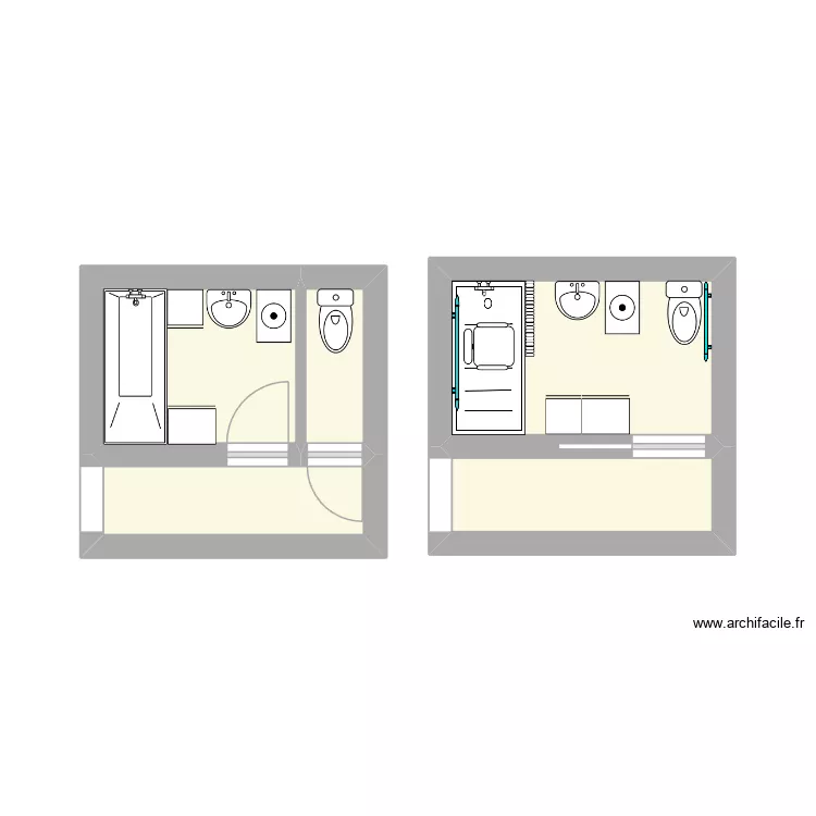 SDB godoc. Plan de 5  et 14 m²