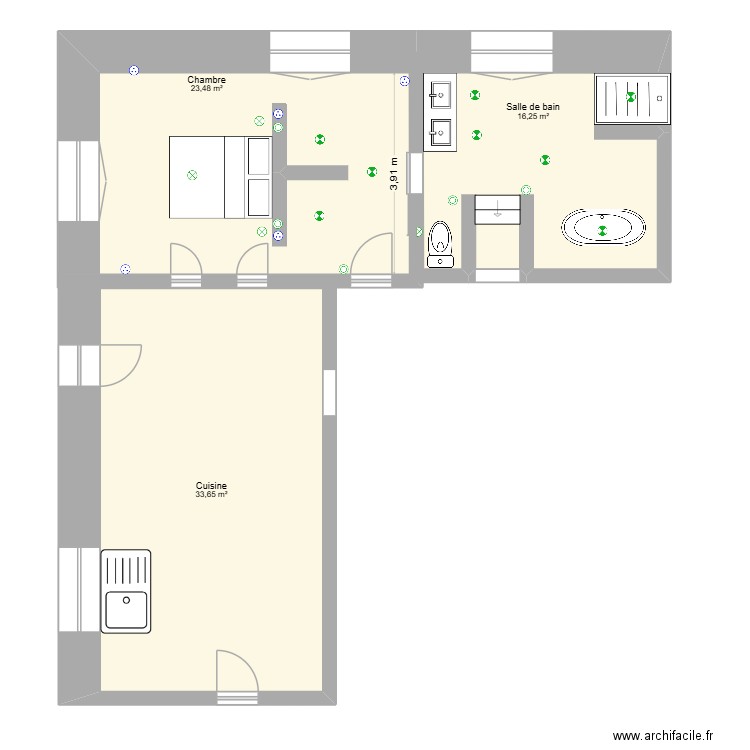 maison. Plan de 3 pièces et 73 m2