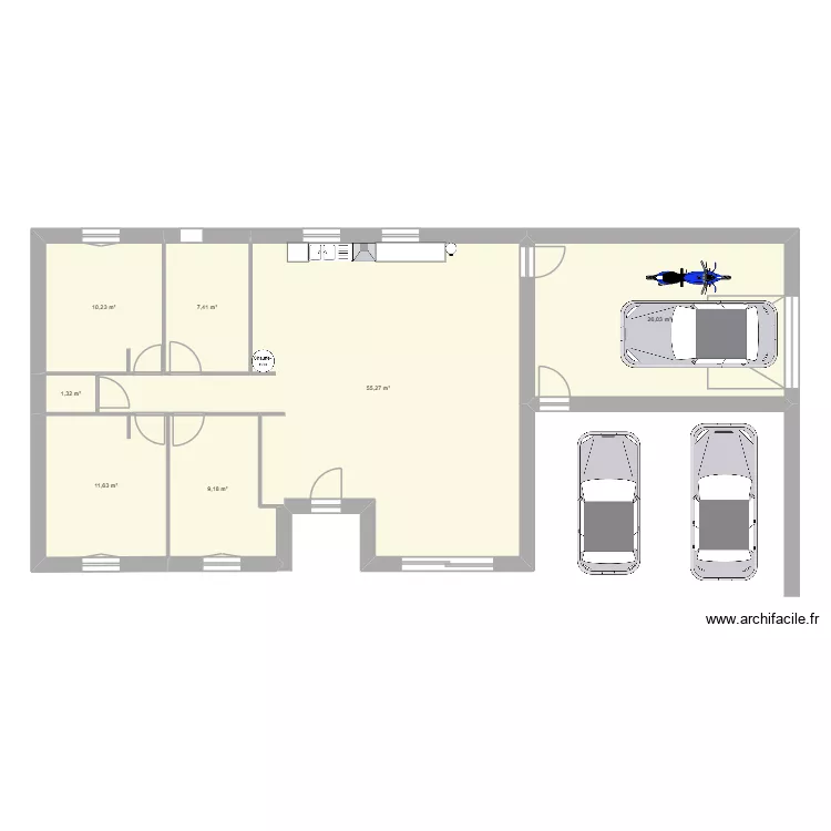 plan n 1. Plan de 7 pièces et 121 m²